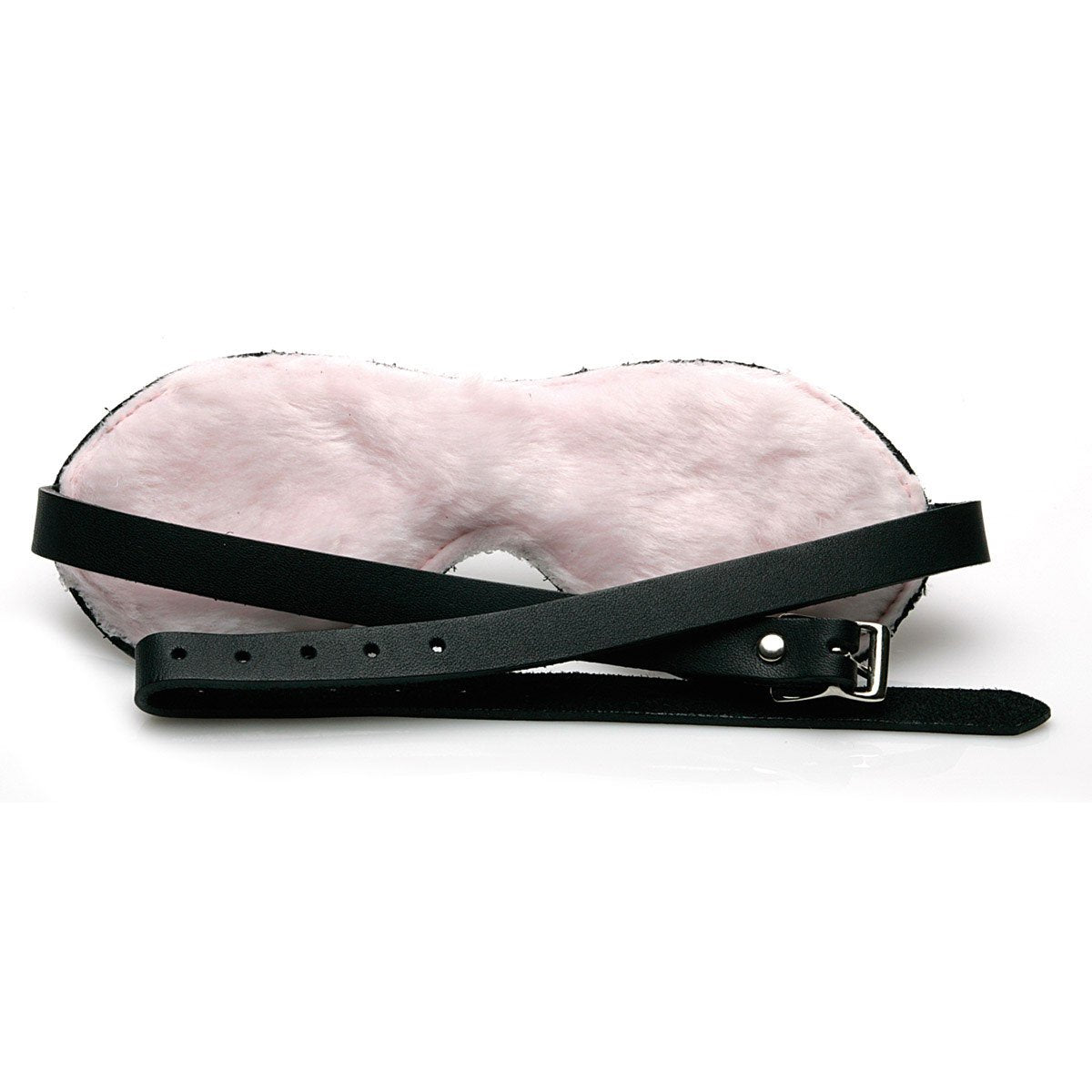 Sex Kitten Leather and Faux Fur Blindfold with Pink Bow - BDSM Gear