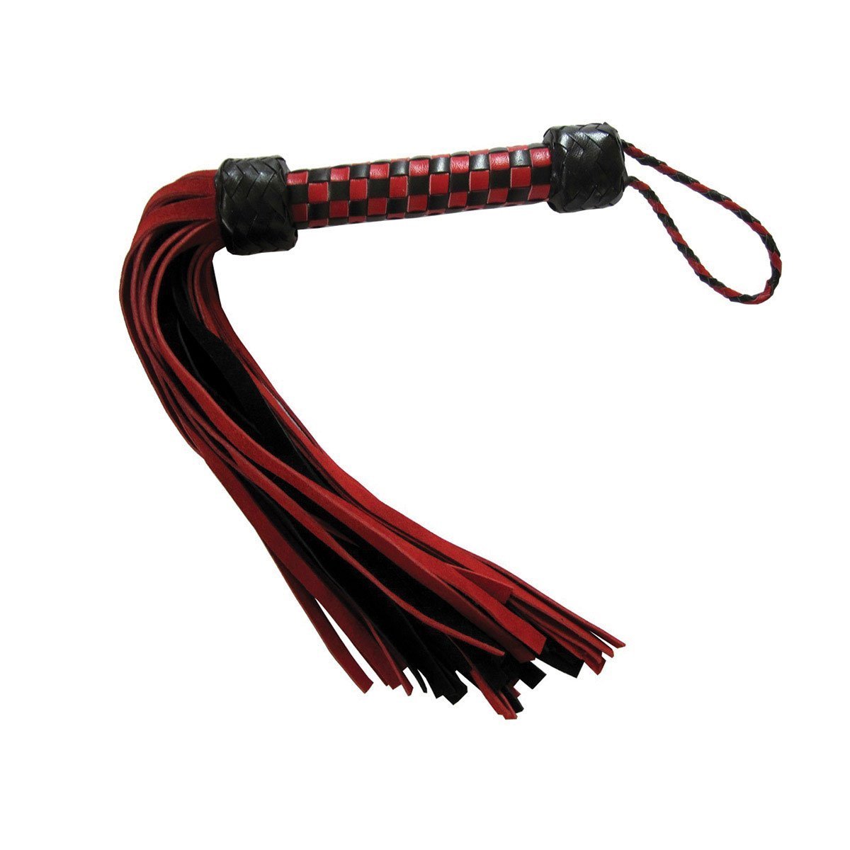 Short Suede Flogger with Red and Black Checkered Handle - Kink Store