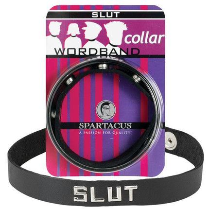Small Leather Collar - Slut - Kink Store