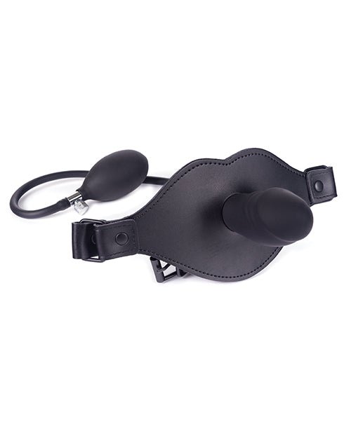 Spartacus Inflatable Leather and Silicone Pecker Gag With Hand Pump - Kink Store