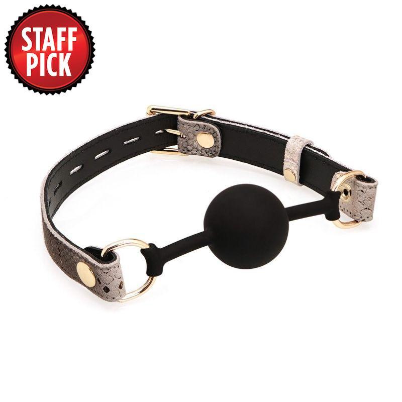 Spartacus Snakeskin Silicone Gag with Leather Lining - Kink Store