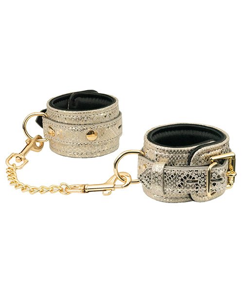 Spartacus Wrist Cuffs with Leather Lining - White Snakeskin - Kink Store
