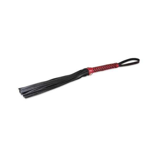 Sultra 16" Lambskin Flogger Classic Weave Grip - Black and Red - Kink Store