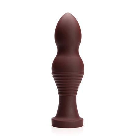 Tantus Piggy Firm XL Bulbed Anal Plug with Ridged Base - Oxblood - Kink Store
