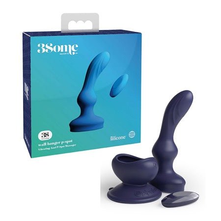 Threesome Wall Banger P Spot Remote Control Vibrator - Navy Blue - Kink Store