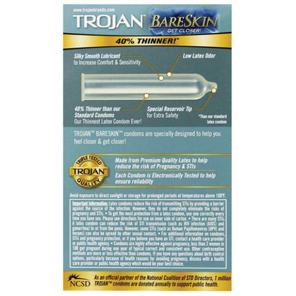 Trojan Bareskin Condoms - Box of 10 - Kink Store