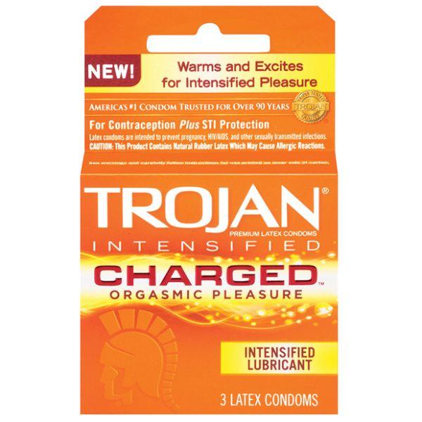 Trojan Intensified Charged Condoms - Box Of 3 - Kink Store