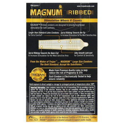 Trojan Magnum Ribbed Condoms - Kink Store