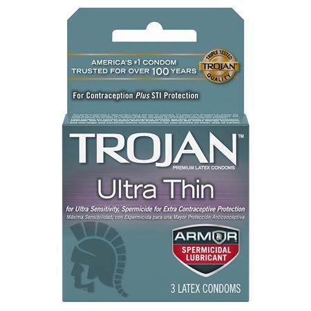 Trojan Ultra Thin Armor Spermicidal Condoms - 3 Pack - Kink Store