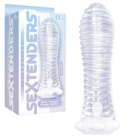 Vibrating Sextender - Clear Ribbed Penis Extender - Kink Store